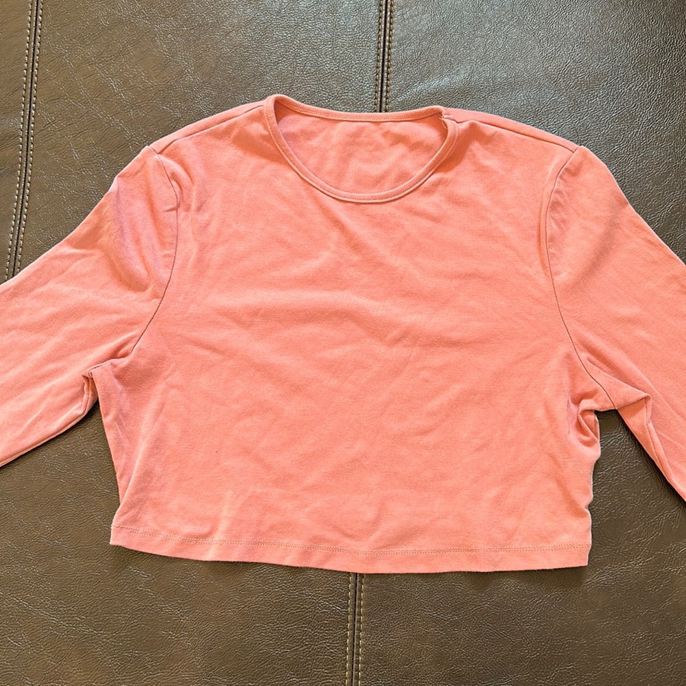 Xl Pink Longsleeve Crop Top